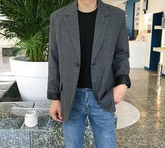 Stylish Plaid Casual Blazer Jacket