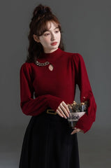 Stylish Red High Neck Sweater