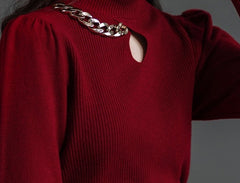 Stylish Red High Neck Sweater