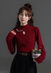 Stylish Red High Neck Sweater