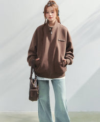 Stylish Stand Collar Air Layer Sweatshirt Jacket