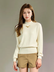 Stylish White Knit Turtleneck Sweater
