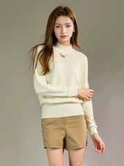 Stylish White Knit Turtleneck Sweater