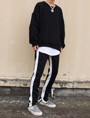 Black Track Pants With Zipper