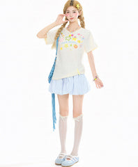 Summer Cartoon Graffiti Slim Fit Top