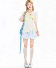 Summer Cartoon Graffiti Slim Fit Top