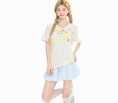 Summer Cartoon Graffiti Slim Fit Top
