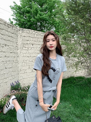 Summer Casual Fashion Short Sleeve Skirt Set
