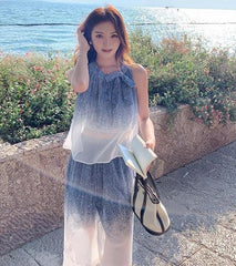 Summer Gradient Fashion Set With Wideleg Pants