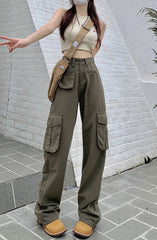 Green Multi Pocket Cargo Pants
