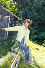 Yellow Cropped Denim Jacket