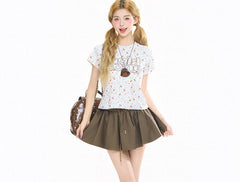Sweet Floral Fitted Short Sleeve Top
