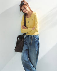 Sweet Heart Embroidered Slim Fit Top