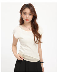 Apricot Fake Two-Piece Short Sleeve Top