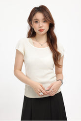 Apricot Fake Two-Piece Short Sleeve Top