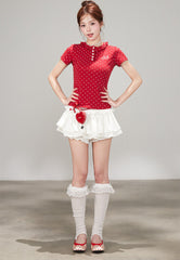 Sweet White Cake Skirt Ballet Style Pleated Mini Skirt