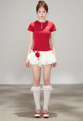 Sweet White Cake Skirt Ballet Style Pleated Mini Skirt
