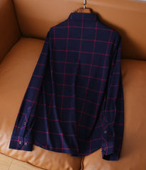 Blue Checkered Button-Up Shirt
