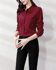 Red Stripe Collared Shirt