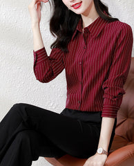 Red Stripe Collared Shirt