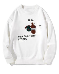 White Dog And Beer Printed Sweatshirt