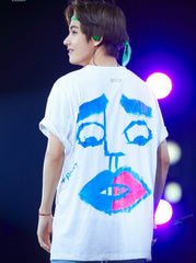 White Taehyung Own Design Graffiti T-Shirt