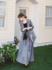 Tie Dye Gray Blazer And Skirt Set