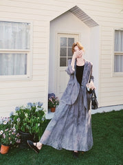 Tie Dye Gray Blazer And Skirt Set