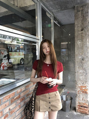 Trendy A Line Mini Skirt With Utility Design