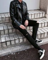 Trendy Black Moto Faux Leather Jacket