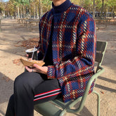Trendy Colorblock Knit Collarless Casual Jacket
