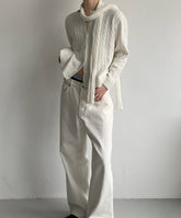 Korean Style-Washed Wide Leg Straight Jeans