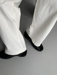Korean Style-Washed Wide Leg Straight Jeans