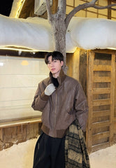 Vintage Stand Collar Down Jacket Windproof Warm Outerwear