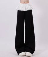 Vintage Ballet Ruffle Colorblock Relaxed Pants