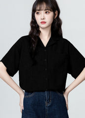 Vintage Black Short Sleeve Casual Shirt