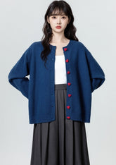 Vintage Blue Knit Cardigan Soft Loose Sweater