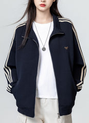 Vintage Blue Striped Jacket Sweatshirt Coat