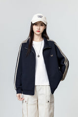 Vintage Blue Striped Zipup Hoodie