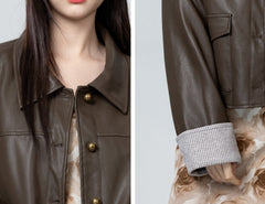 Vintage Brown Pu Leather Jacket