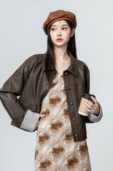 Vintage Brown Pu Leather Jacket