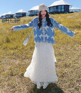 Vintage Butterfly Embroidered Shirt And Skirt Set