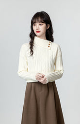 Vintage Cable Knit High Neck Sweater