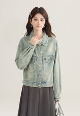 Vintage Chic Frayed Denim Jacket