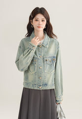 Vintage Chic Frayed Denim Jacket