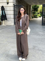 Vintage Chic Slimming Shawl Jacket Wide Leg Pants Set