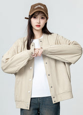 Vintage Corduroy Patchwork Baseball Jacket
