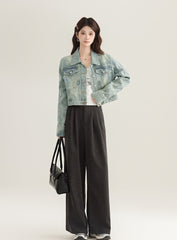 Vintage Denim Cropped Jacket Classic Style