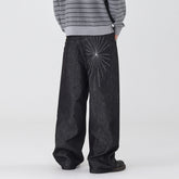 Vintage Embroidered Straight Leg Wide Pants