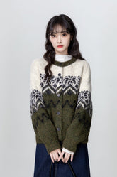 Vintage Fair Isle Knit Cardigan Sweater